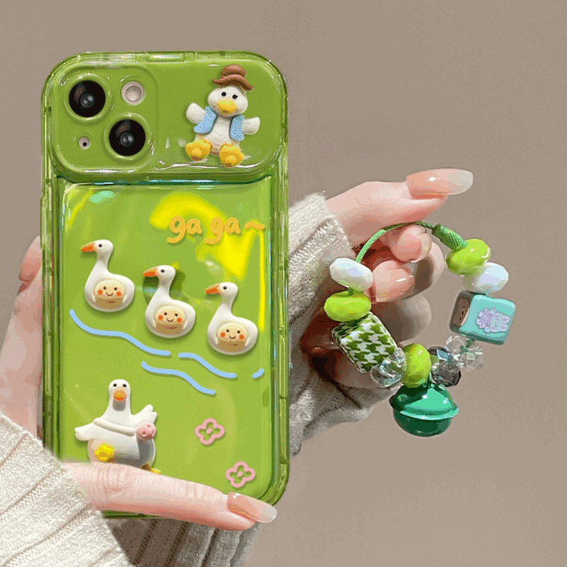 BBYOURS Cartoon Duck Green Flip Phone Case