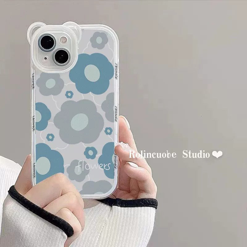 BBYOURS Blue Full Screen Flower with Chain Phone Case