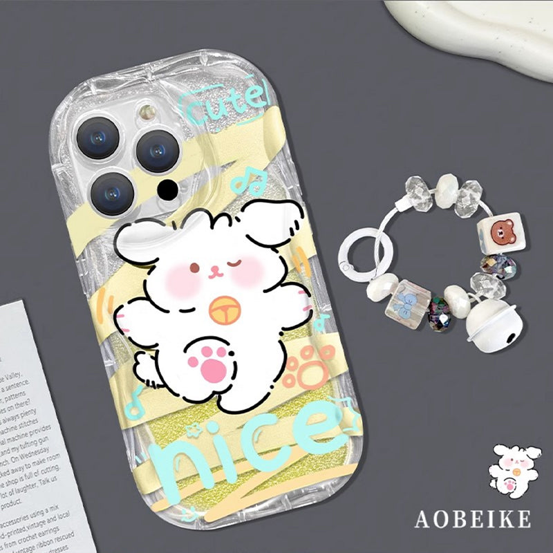 BBYOURS Cute Cartoon Puppy Rabbit Flash Membrane Tri-color Phone Case