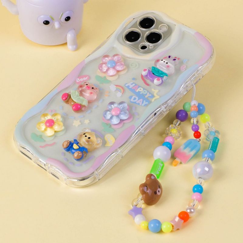 BBYOURS cute animal transparent phonecase  with ice lollipop and bear phone chain