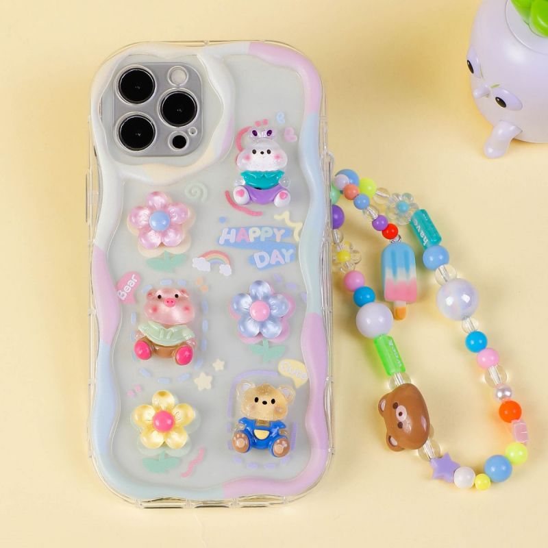 BBYOURS cute animal transparent phonecase  with ice lollipop and bear phone chain