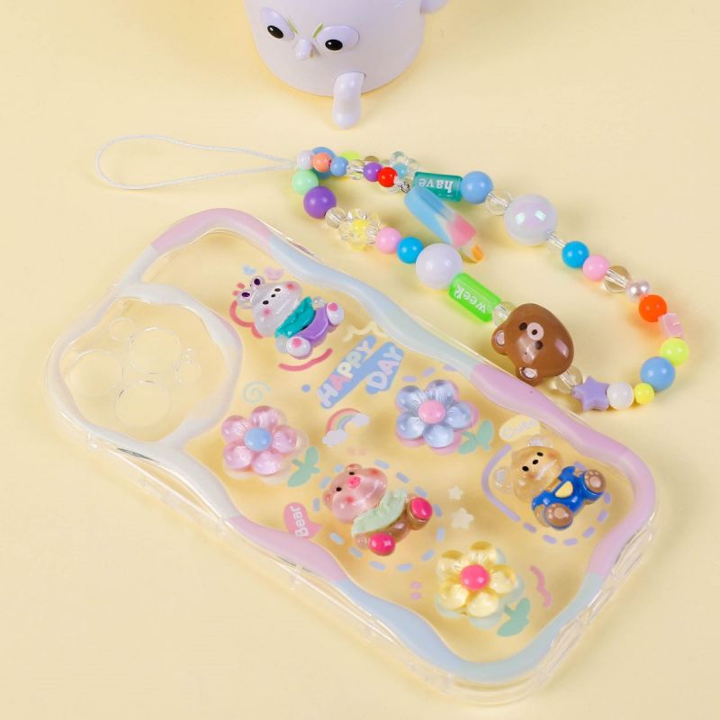 BBYOURS cute animal transparent phonecase  with ice lollipop and bear phone chain