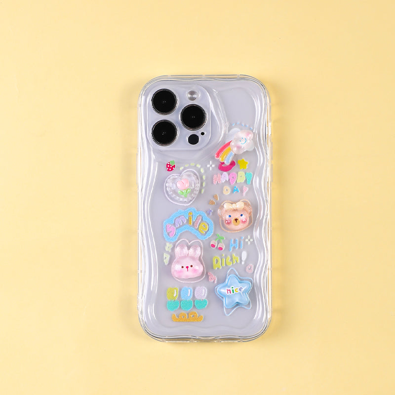 BBYOURS Cute bear Transparent  phone case with bear phone chain TPU