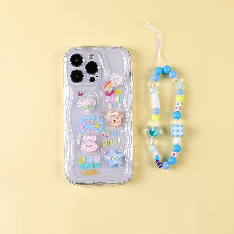 BBYOURS Cute bear Transparent  phone case with bear phone chain TPU