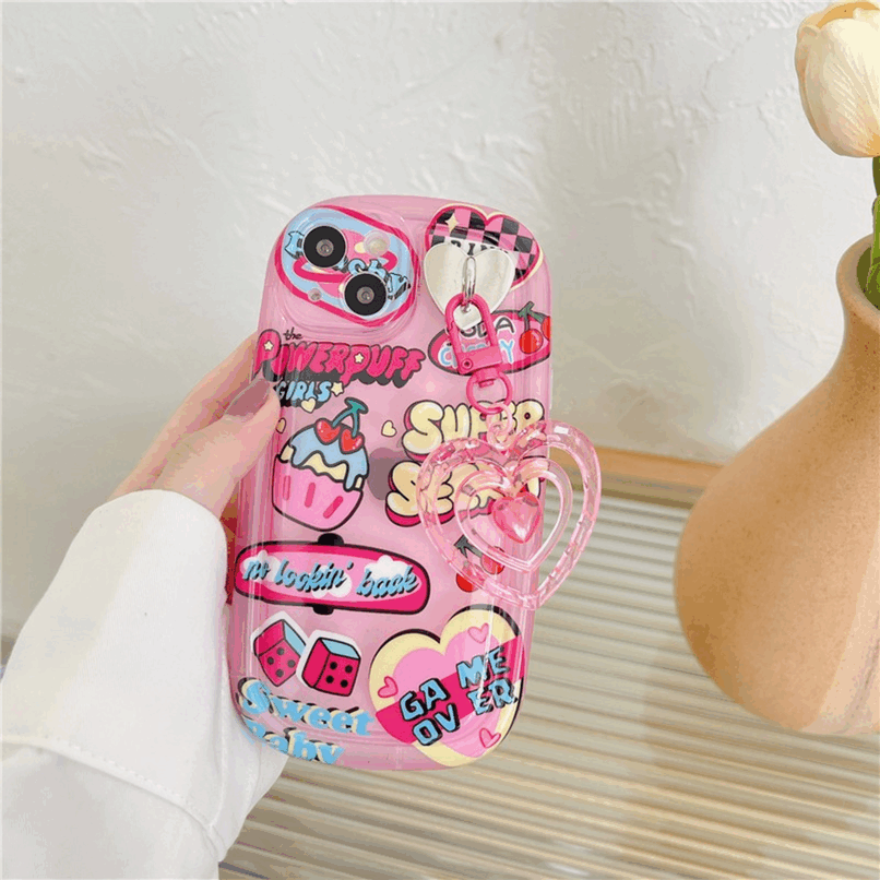 BBYOURS Pink Clear Graffiti Love Element Phone Case