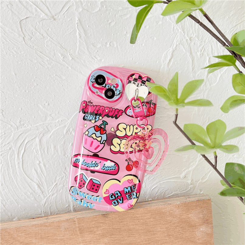 BBYOURS Pink Clear Graffiti Love Element Phone Case