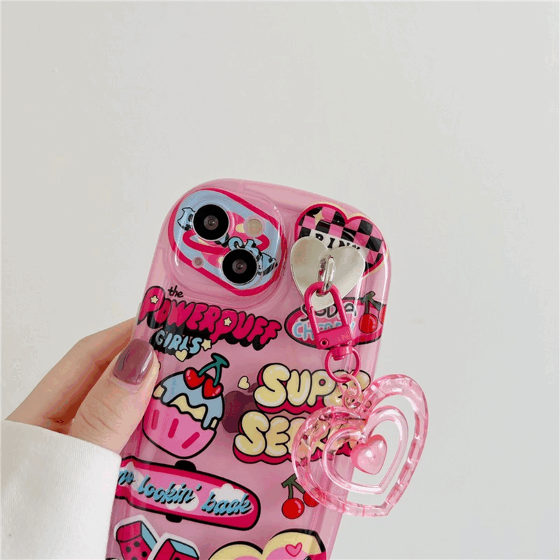 BBYOURS Pink Clear Graffiti Love Element Phone Case