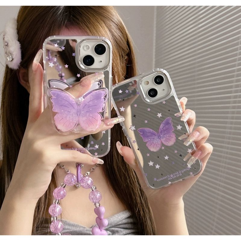 BBYOURS Purple Butterfly Star Mirror Phone Case
