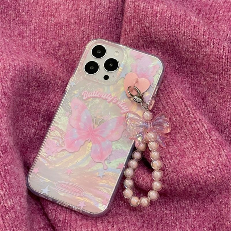 BBYOURS Gradient Shell Pattern Pink Butterfly Phone Case