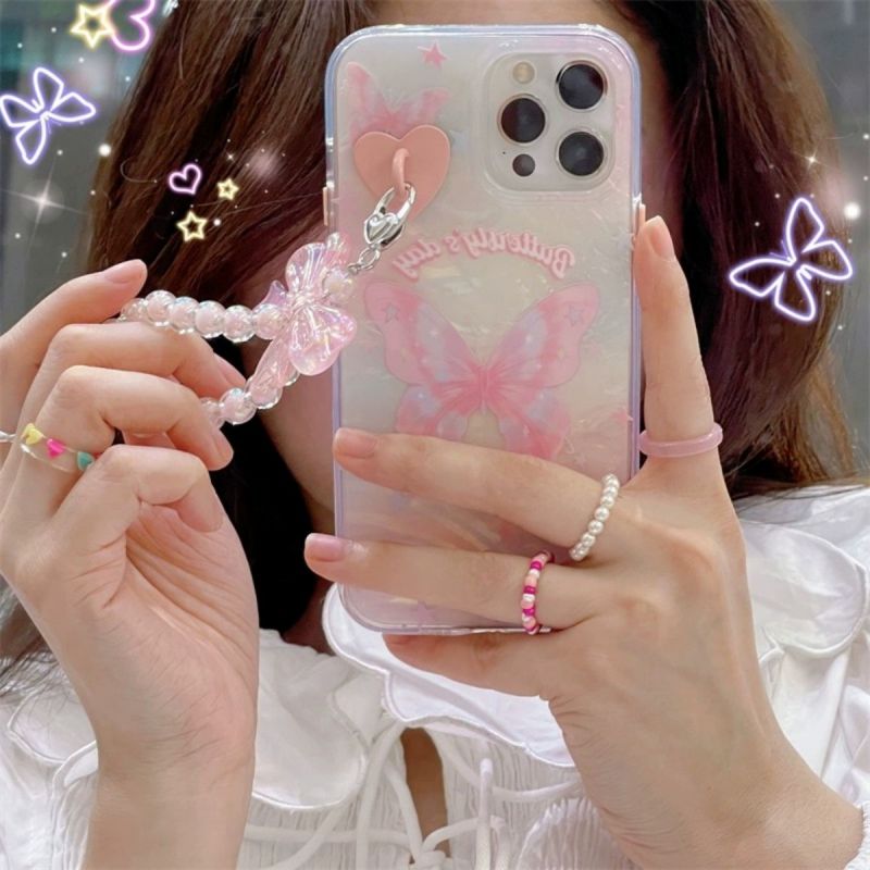 BBYOURS Gradient Shell Pattern Pink Butterfly Phone Case