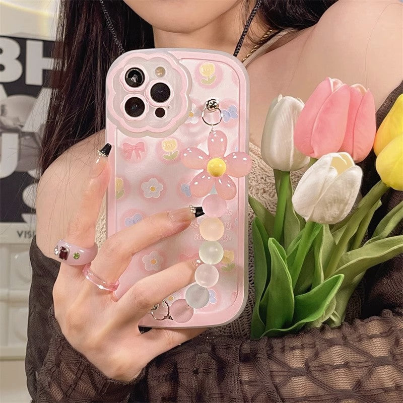 BBYOURS Small Fresh Crushed Flower Element with Chain Phone Case