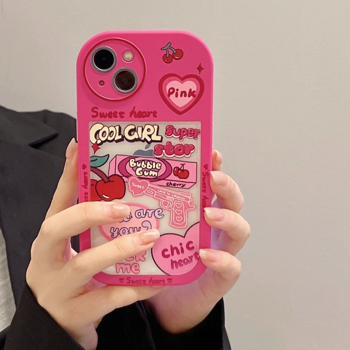 BBYOURS Super Cute Barbie Pink Doodle Elements 2-in-1 Phone Case