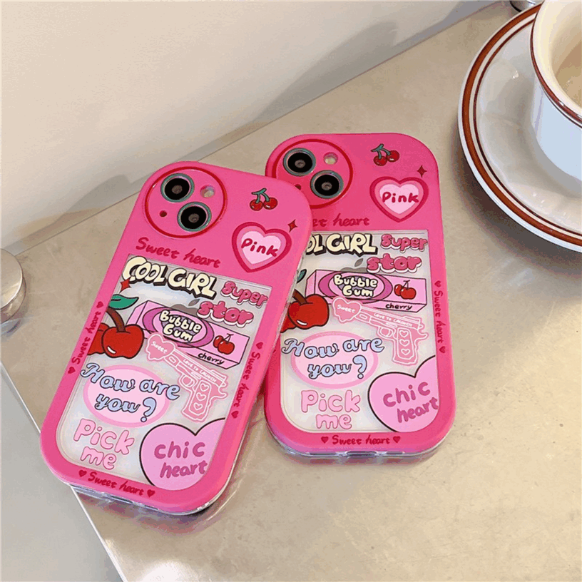 BBYOURS Super Cute Barbie Pink Doodle Elements 2-in-1 Phone Case