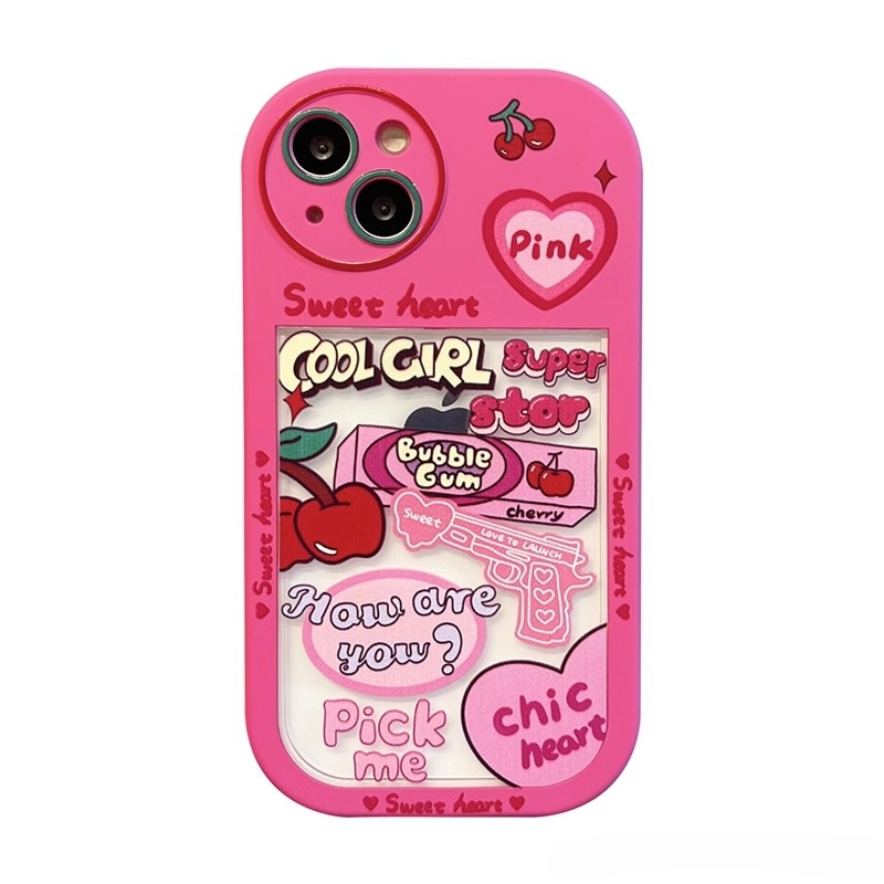 BBYOURS Super Cute Barbie Pink Doodle Elements 2-in-1 Phone Case