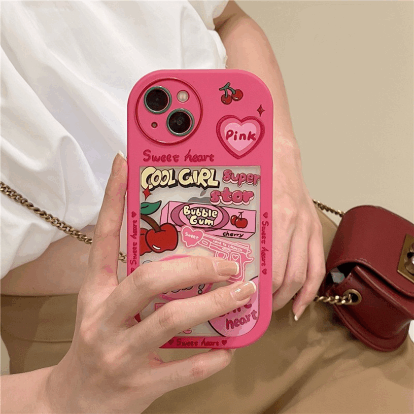 BBYOURS Super Cute Barbie Pink Doodle Elements 2-in-1 Phone Case