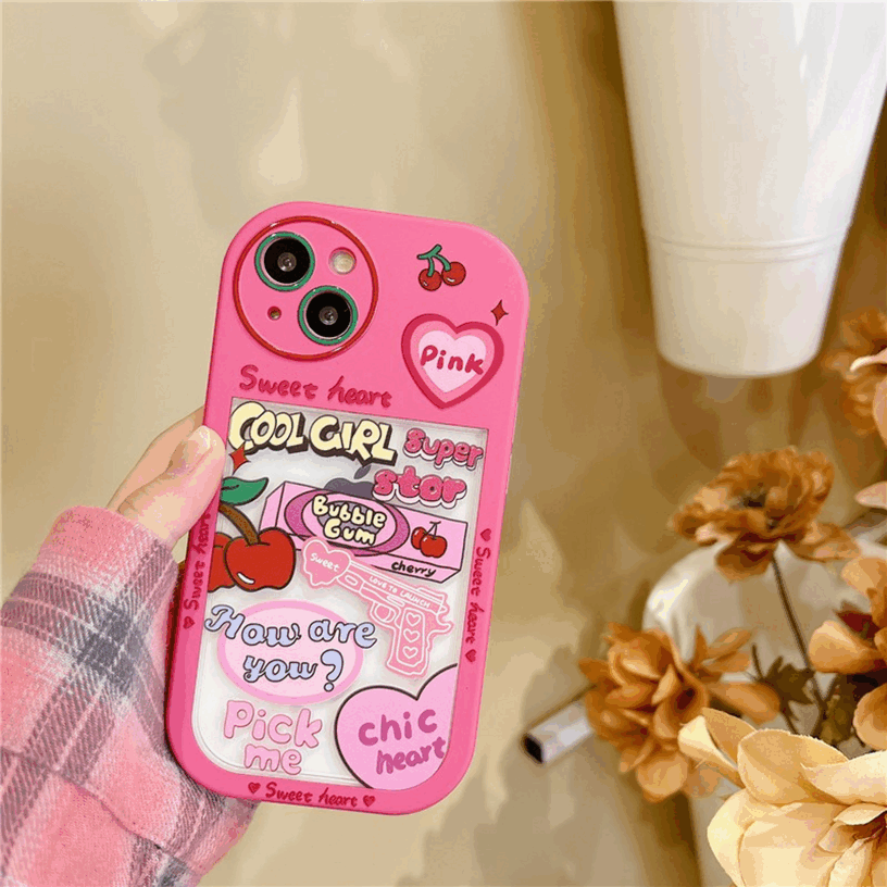 BBYOURS Super Cute Barbie Pink Doodle Elements 2-in-1 Phone Case