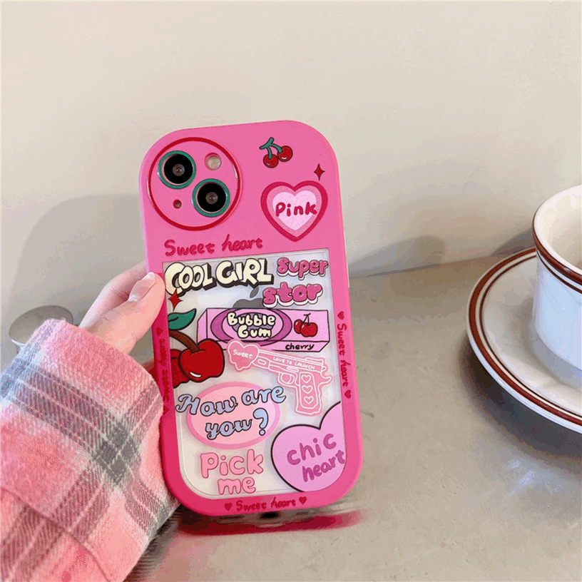 BBYOURS Super Cute Barbie Pink Doodle Elements 2-in-1 Phone Case