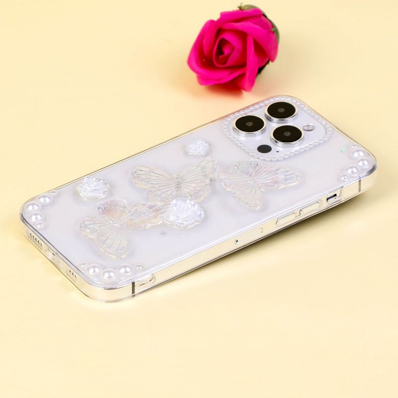 BBYOURS  Butterfly and Rose Transparent Phone Case