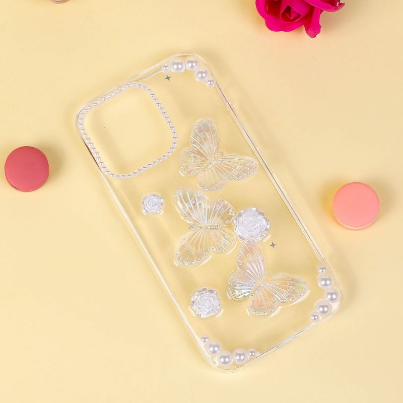 BBYOURS  Butterfly and Rose Transparent Phone Case