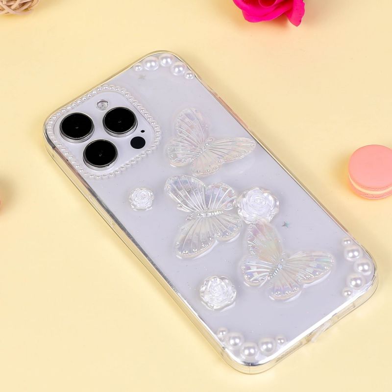 BBYOURS  Butterfly and Rose Transparent Phone Case