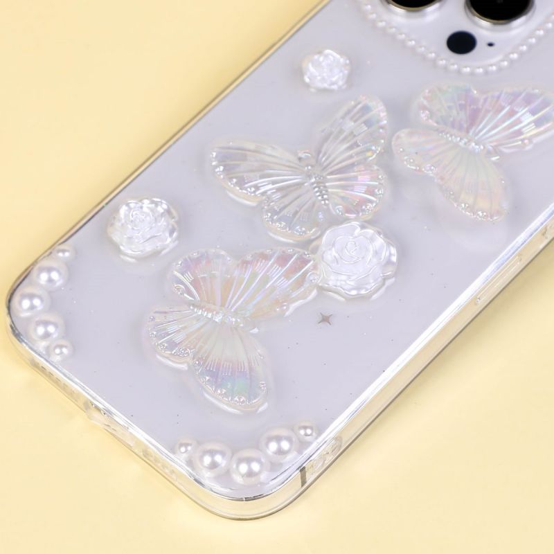 BBYOURS  Butterfly and Rose Transparent Phone Case