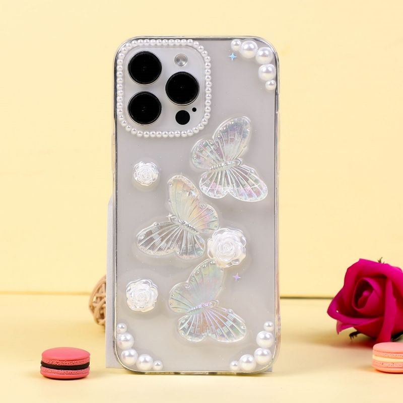 BBYOURS  Butterfly and Rose Transparent Phone Case