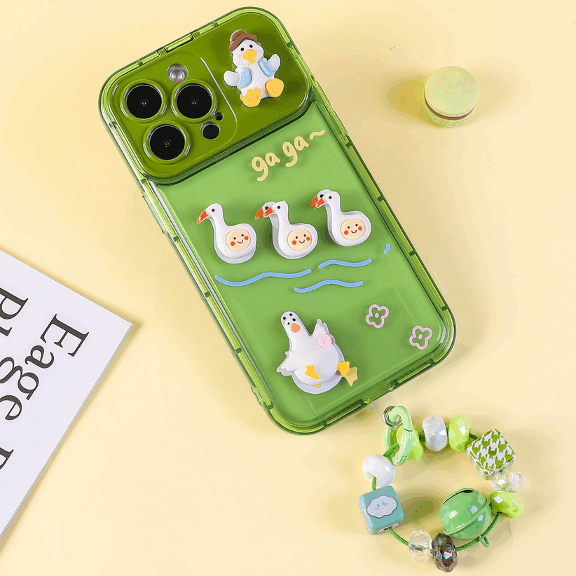 BBYOURS Cartoon Duck Green Flip Phone Case