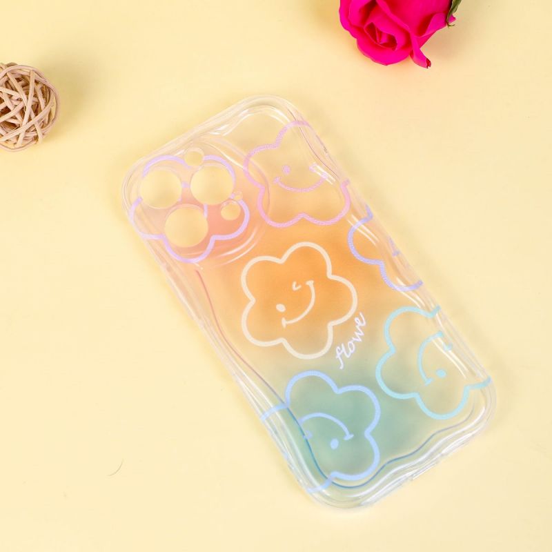 BBYOURS Colorful Flower Smiley Airbag Holder Transparent Phone Case