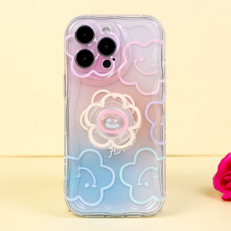 BBYOURS Colorful Flower Smiley Airbag Holder Transparent Phone Case