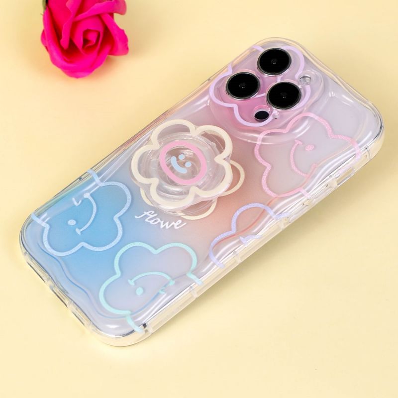 BBYOURS Colorful Flower Smiley Airbag Holder Transparent Phone Case