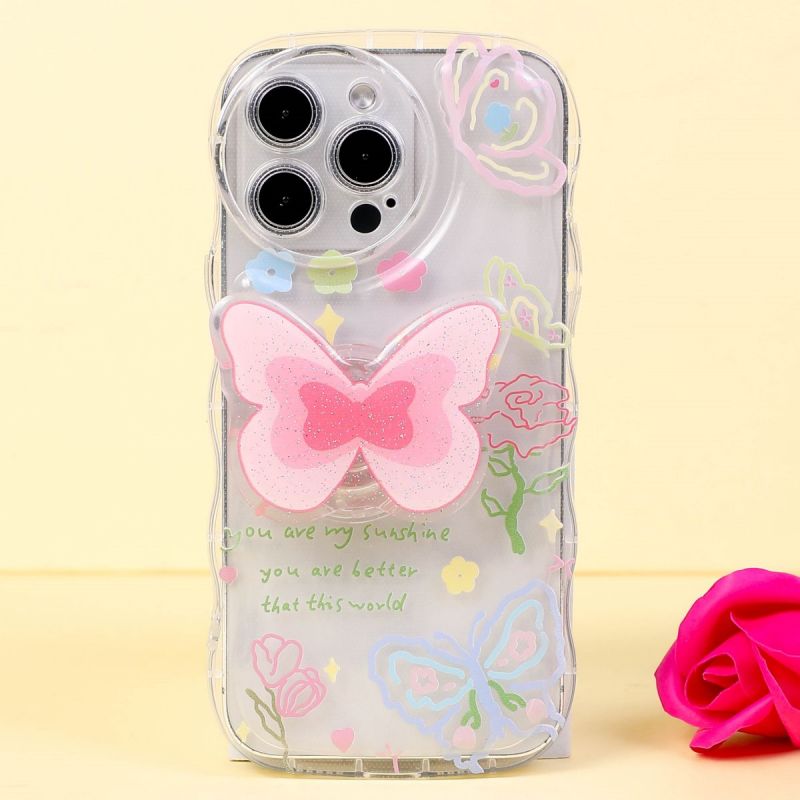 BBYOURS Colorful Lines Butterfly Stand Transparent Phone Case