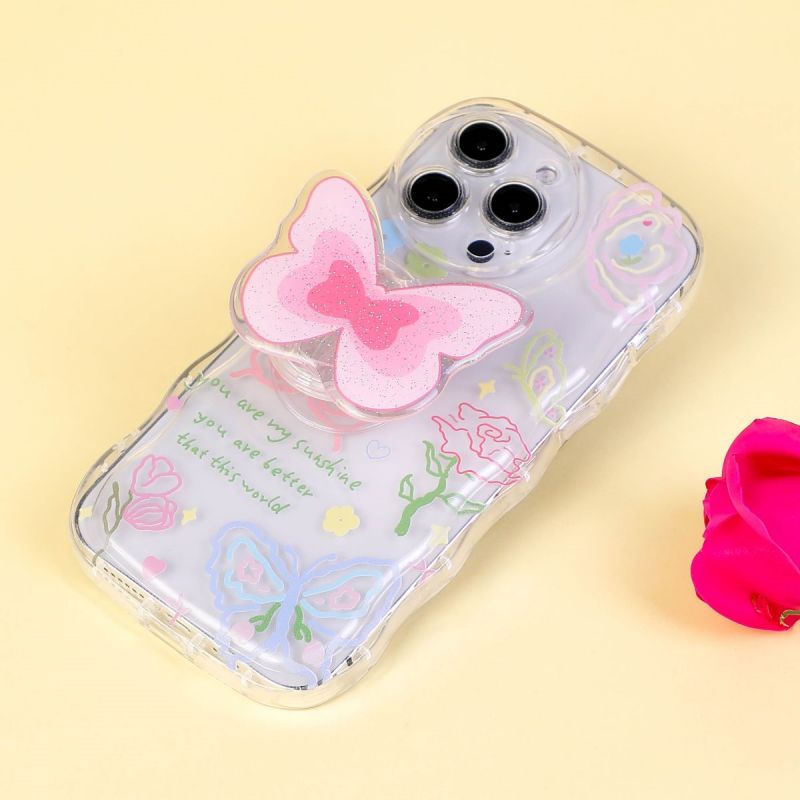 BBYOURS Colorful Lines Butterfly Stand Transparent Phone Case