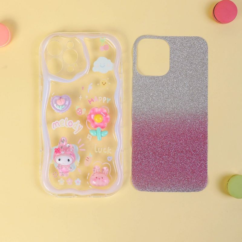 BBYOURS Pink Bunny Flower with Bling Glitter Film Phone Case