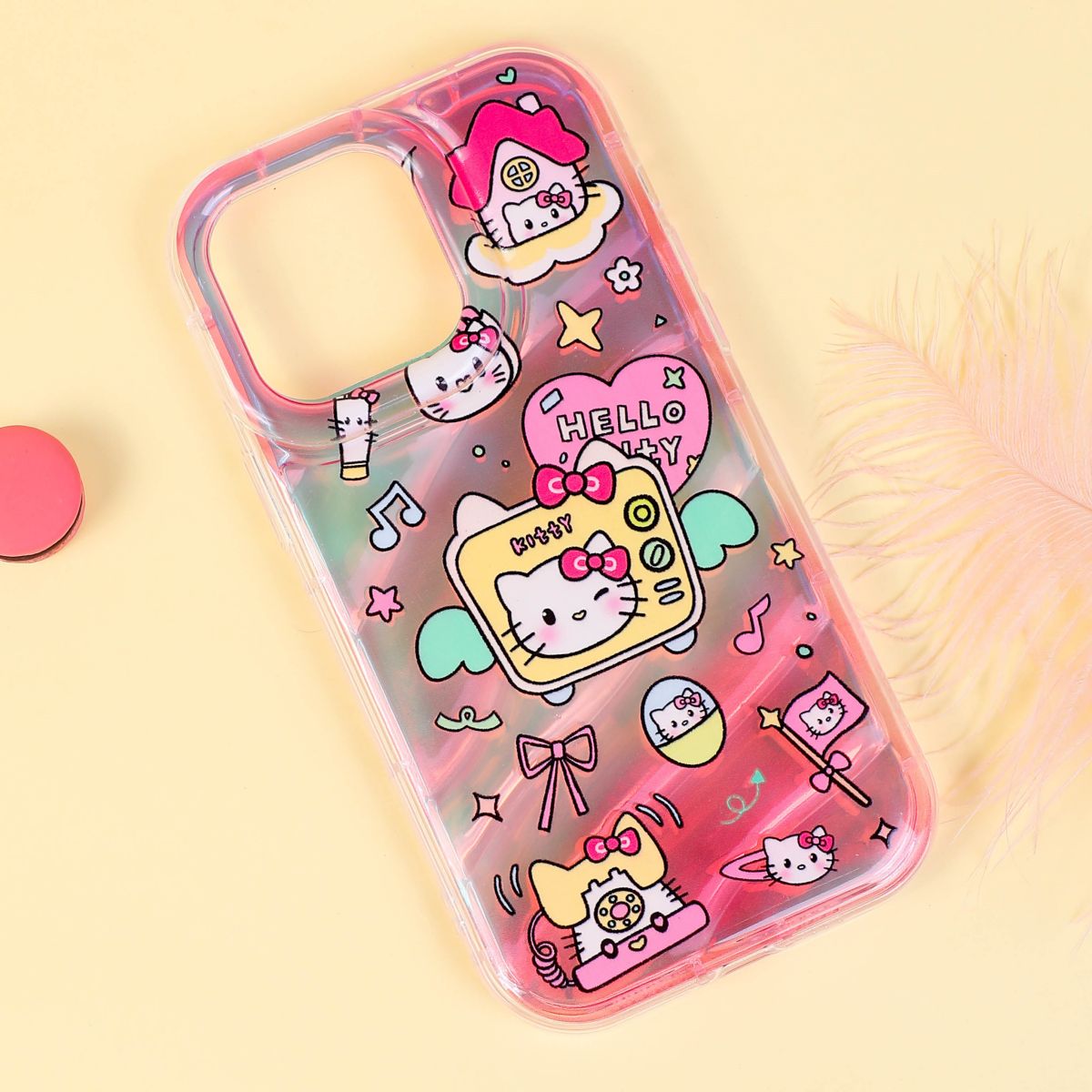 BBYOURS Cute Hello Kitty Laser Film Pink Phone Case