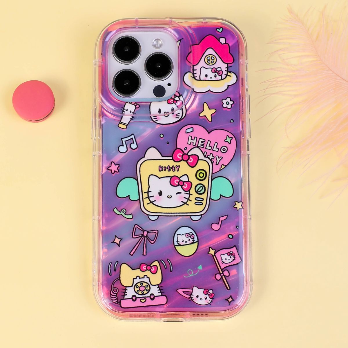 BBYOURS Cute Hello Kitty Laser Film Pink Phone Case