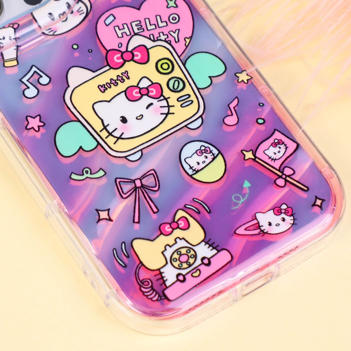 BBYOURS Cute Hello Kitty Laser Film Pink Phone Case