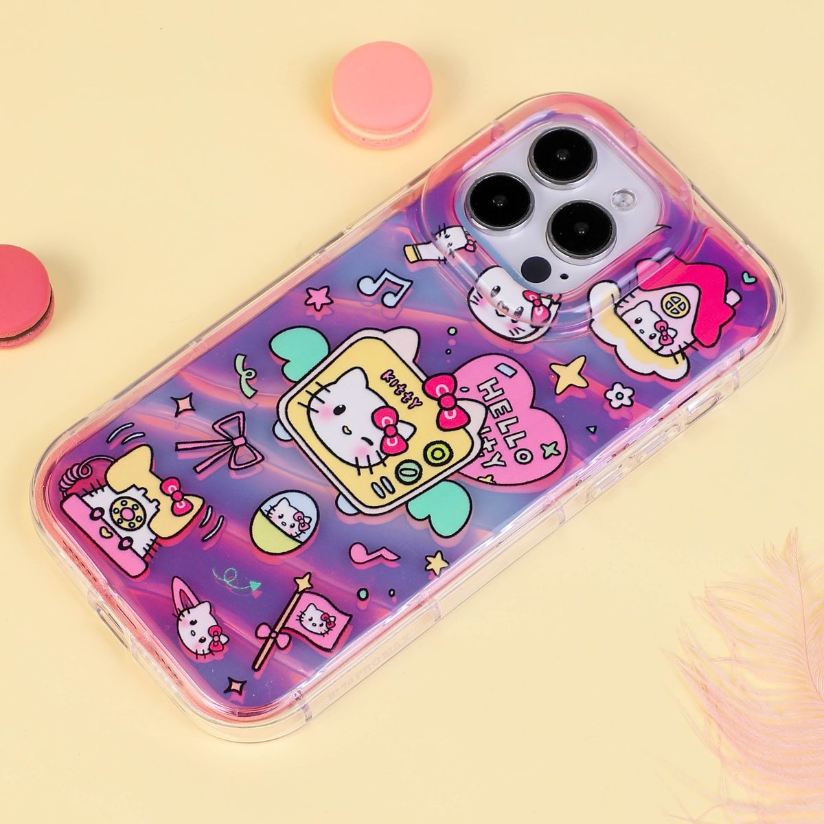 BBYOURS Cute Hello Kitty Laser Film Pink Phone Case