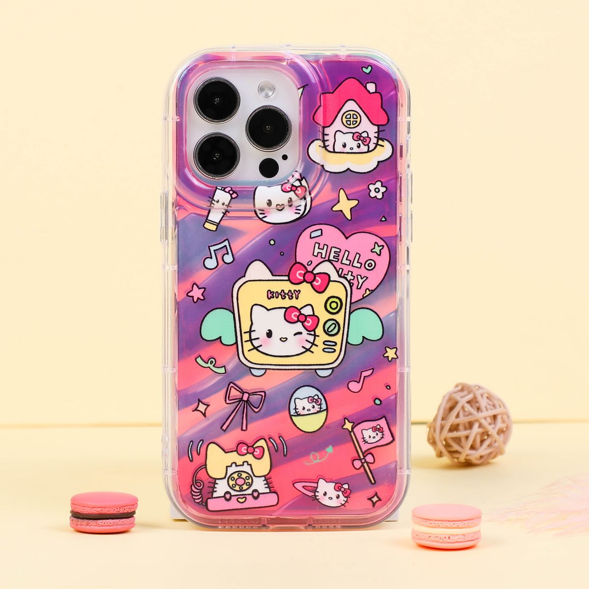 BBYOURS Cute Hello Kitty Laser Film Pink Phone Case