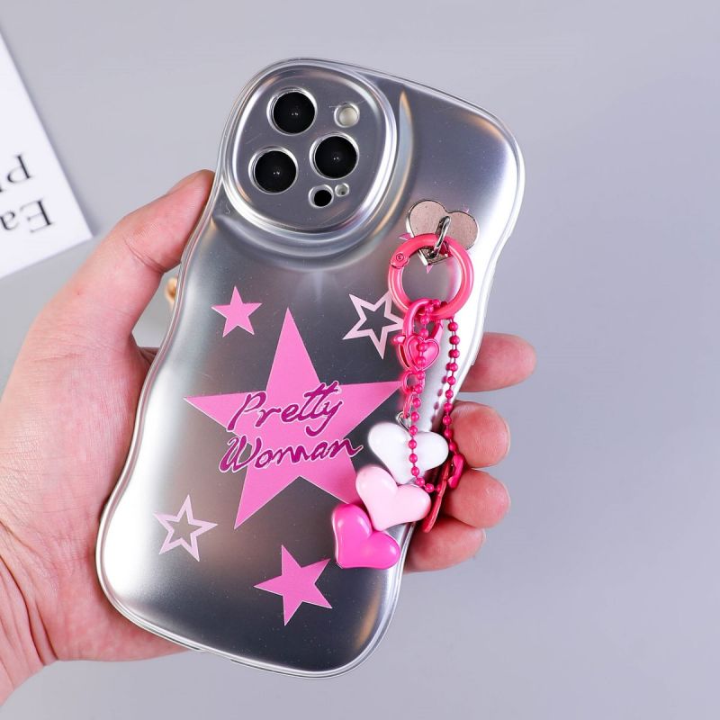 BBYOURS Premium Plated Silver with Pink Star Pendant Phone Case