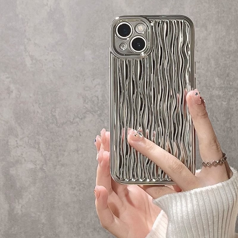 BBYOURS Water Ripple Electroplated Silver Phone Case