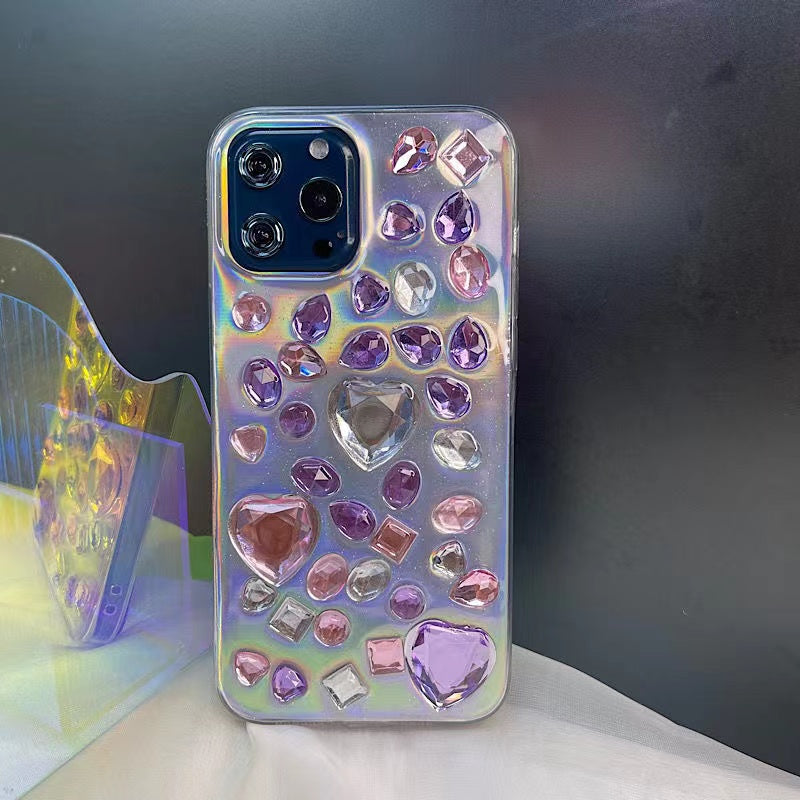 BBYOURS Love Heart Laser Bling Glitter  Soft 3D Compatible with iPhone Case for Women Girls (iPhone Xs Max)